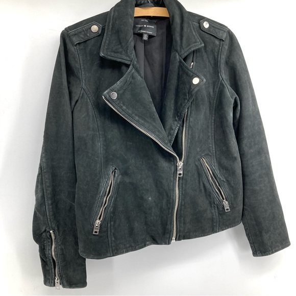 Lucky Brand Black Nubuck Leather Moto Jacket - Picture 7 of 15